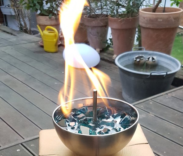 MAKNU Feuer-Balken  „Eichenbalken mit Feuerglas" die etwas andere Feuerschale (1122)